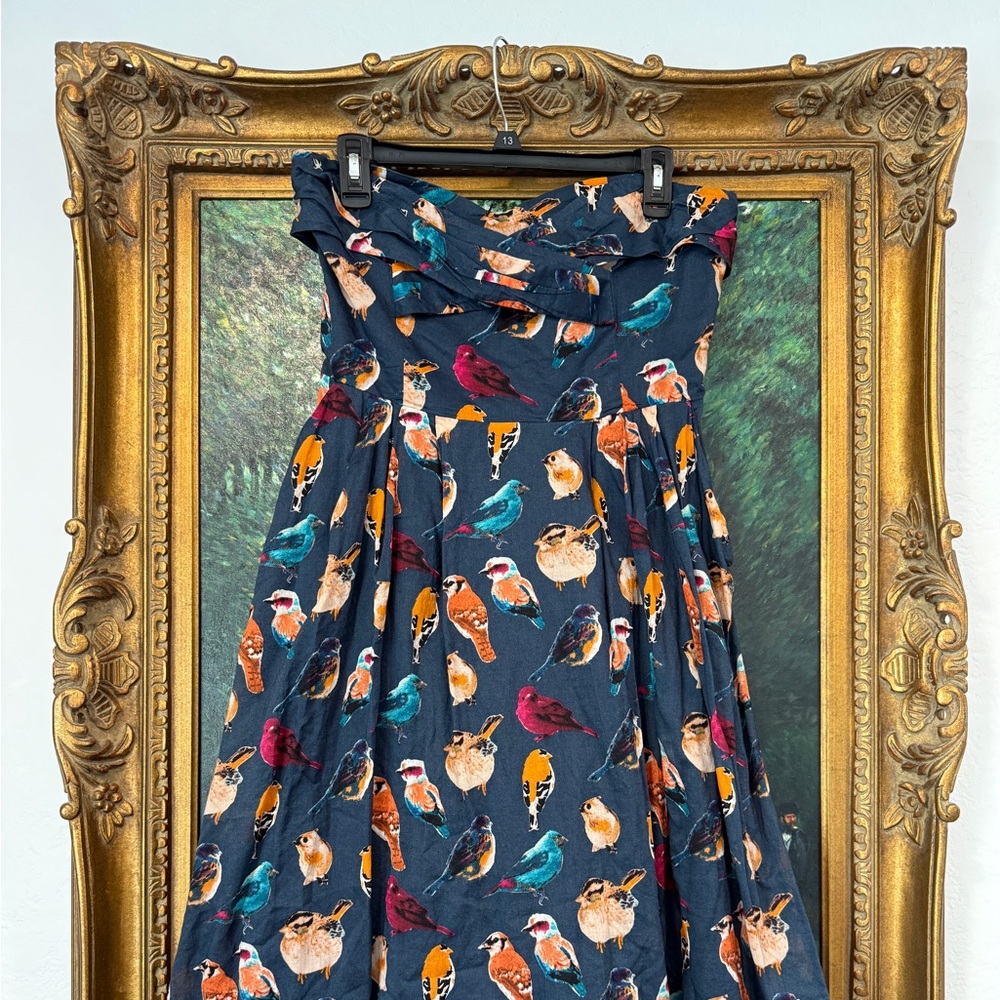 Anthropologie Maeve strapless midi dress with pockets size 12